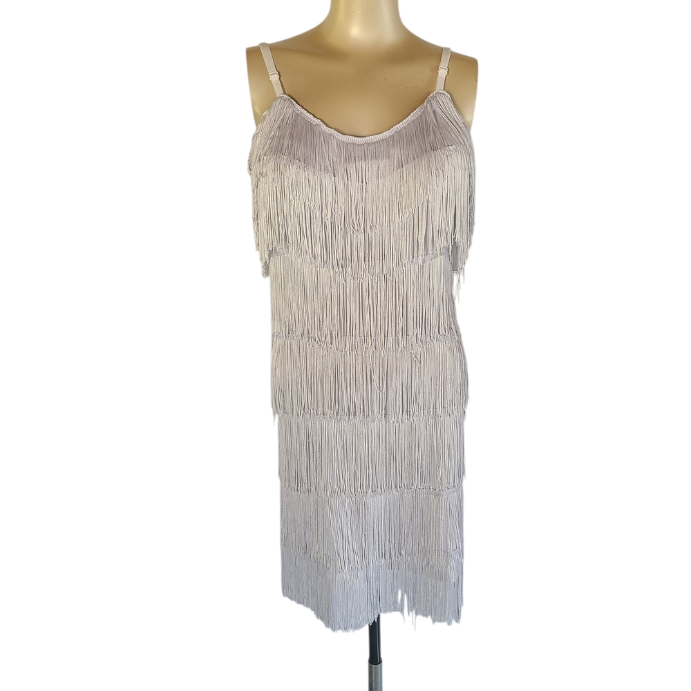 Cheryl Creations Fringe Flapper Mini Dress White Small